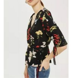 🎉HP🎉 Floral Ruched Sleeve Wrap Blouse 4